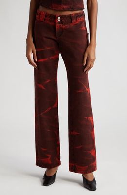 Miaou Toni Baggy Straight Leg Jeans in Red