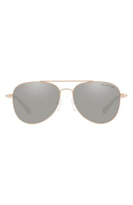 Michael Kors 56mm Aviator Sunglasses in Rose Gold/Silver Mirror