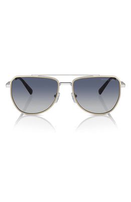 Michael Kors 58mm Pilot Whistler Sunglasses in Shiny Silver 