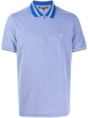 Michael Kors bird's eye zip-up polo shirt - Blue