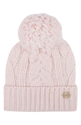 Michael Kors Braid Cable Pom Beanie in Soft Pink