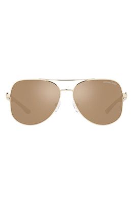 Michael Kors Chianti 58mm Aviator Sunglasses in Light Gold