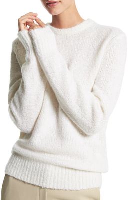 Michael Kors Collection Bouclé Cashmere Sweater in 100 Optic White
