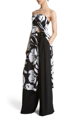Michael Kors Collection Brushstroke Print Silk Crepe de Chine Dress in 111 Bold Brushstroke Optic