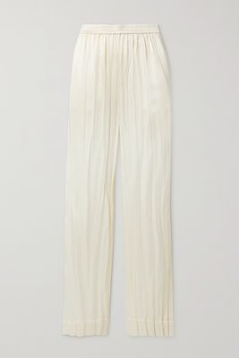 Michael Kors Collection - Crinkled Duchesse-satin Straight-leg Pants - Ecru
