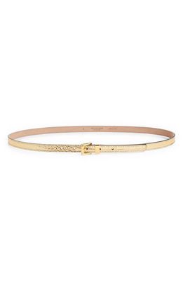 Michael Kors Collection Croc Embossed Metallic Leather Belt in 710 Gold