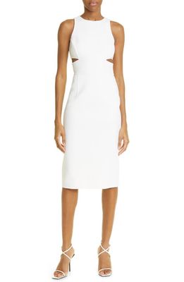 Michael Kors Collection Cutout Wool Blend Sheath Dress in 101 White