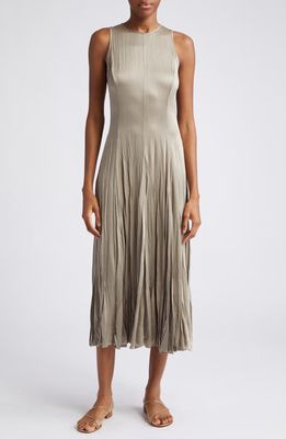 Michael Kors Collection Dégradé Pleated Sleeveless Crepe Dress in Taupe