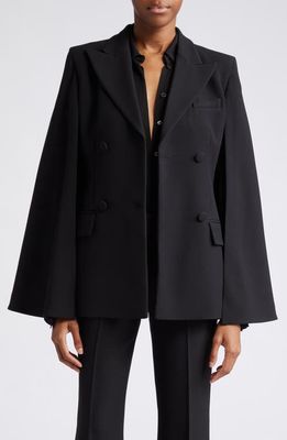 Michael Kors Collection Double Breasted Crepe Sablé Cape Blazer in Black