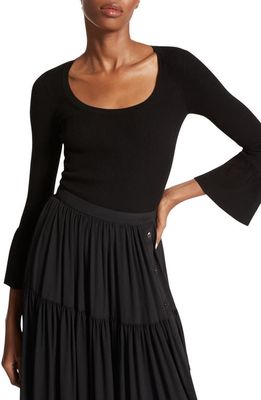 Michael Kors Collection Flare Cuff Rib Top in Black