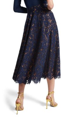 Michael Kors Collection Floral Lace Circle Skirt in Navy Floral Lace