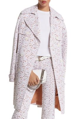 Michael Kors Collection Floral Lace Trench Coat in Optic White