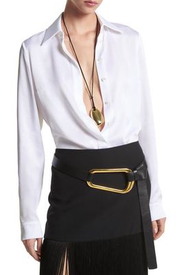 Michael Kors Collection Hansen Charmeuse Button-Up Shirt in 100 Optic White