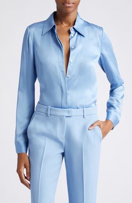 Michael Kors Collection Hansen Charmeuse Button-Up Shirt in Coast