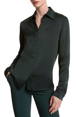 Michael Kors Collection Hansen Charmeuse Button-Up Shirt in Forest