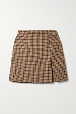 Michael Kors Collection - Houndstooth Wool Mini Skirt - Neutrals