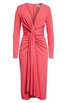 Michael Kors Collection Knot Front Long Sleeve Knit Dress in Azalea