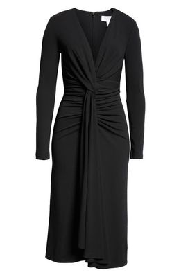 Michael Kors Collection Knot Front Long Sleeve Knit Dress in Black