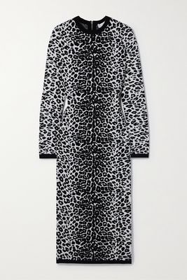 Michael Kors Collection - Leopard-jacquard Stretch Cashmere-blend Midi Dress - Black