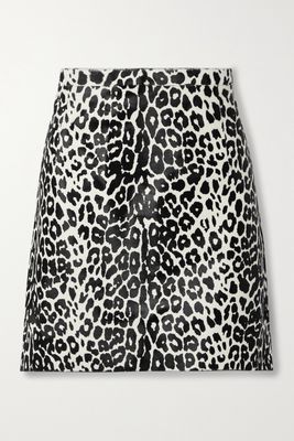 Michael Kors Collection - Leopard-print Calf Hair Mini Skirt - Black