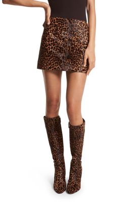 Michael Kors Collection Leopard Print Genuine Calf Hair Skirt in Chestnut Multi