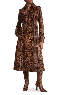 Michael Kors Collection Leopard Print Genuine Calf Hair Trench Coat in Chestnut Multi