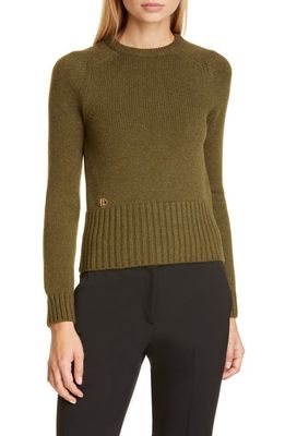 Michael Kors Collection Logo Monogram Cashmere Sweater in Spruce