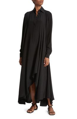 Michael Kors Collection Long Sleeve Silk Crêpe de Chine Shirtdress in Black
