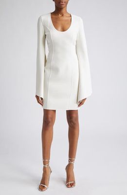 Michael Kors Collection Long Sleeve Stretch Wool Sheath Dress in Ivory