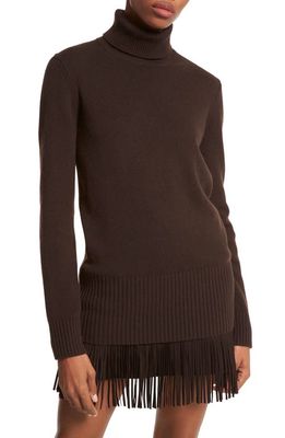 Michael Kors Collection Longline Cashmere Turtleneck Sweater in Chocolate