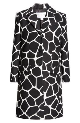 Michael Kors Collection Longline Cotton & Silk Coat in Optic White/Black