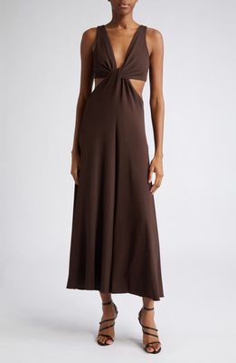 Michael Kors Collection Matte Jersey Cutout Dress in Chocolate
