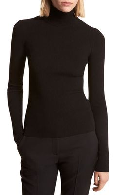 Michael Kors Collection Merino Wool Blend Rib Turtleneck Sweater in Black