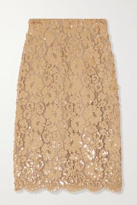 Michael Kors Collection - Paillette-embellished Cotton-blend Corded Lace Skirt - Neutrals