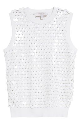 Michael Kors Collection Paillette Embellished Sleeveless Sweater in Optic White