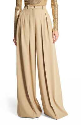 Michael Kors Collection Pleated Wool Serge Wide Leg Pants in 266 Dune