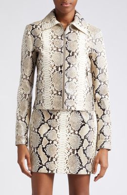 Michael Kors Collection Python Embossed Leather Jacket in Natural