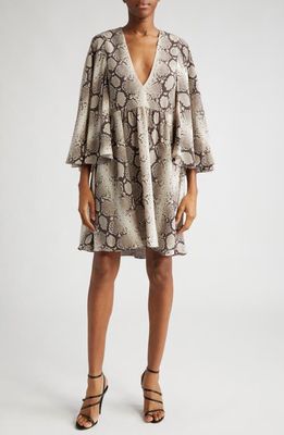 Michael Kors Collection Python Print Silk Crêpe de Chine Dress in Taupe Multi