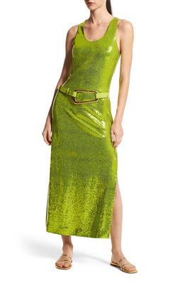 Michael Kors Collection Sequin Jersey Tank Dress in Lime