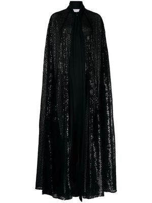 Michael Kors Collection sequinned chiffon cape coat - Black