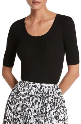 Michael Kors Collection Short Sleeve Cashmere Rib Sweater in Black