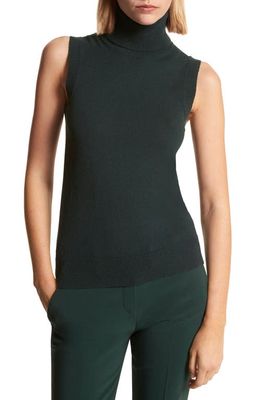 Michael Kors Collection Sleeveless Cashmere Turtleneck Sweater in Forest