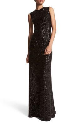 Michael Kors Collection Sleeveless Sequin A-Line Gown in Black