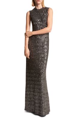 Michael Kors Collection Sleeveless Sequin A-Line Gown in Gunmetal