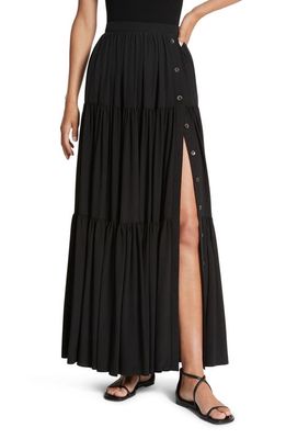 Michael Kors Collection Tiered Silk Crêpe de Chine Skirt in Black