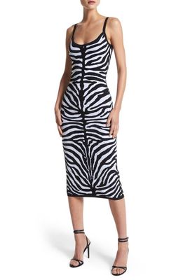 Michael Kors Collection Zebra Jacquard Sheath Sweater Dress in 062 Black/White