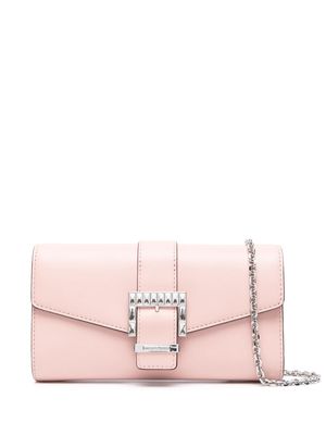 Michael Kors crystal-buckle leather clutch bag - Pink