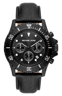 Michael Kors Everest Chronograph Leather Strap Watch