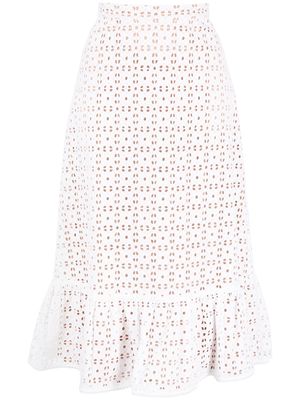 Michael Kors eyelet-detail cotton midi skirt - White