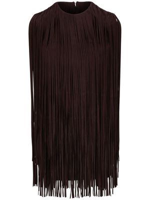 Michael Kors fringed cape suede minidress - Brown